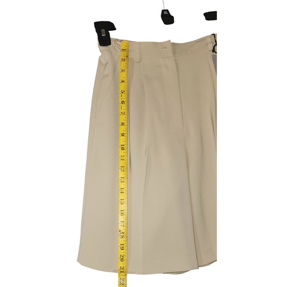 VTG Votre Nom Culottes Pleated Wide Leg Cropped Pants Beige Trousers Size 36 - Picture 4 of 7